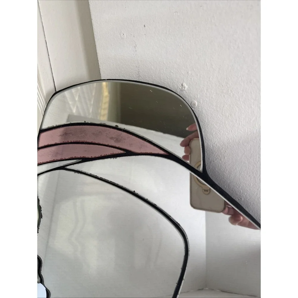 Vtg Figural Wall Cut Glass Mirror Art Deco Retro Woman Profile w/ Hat